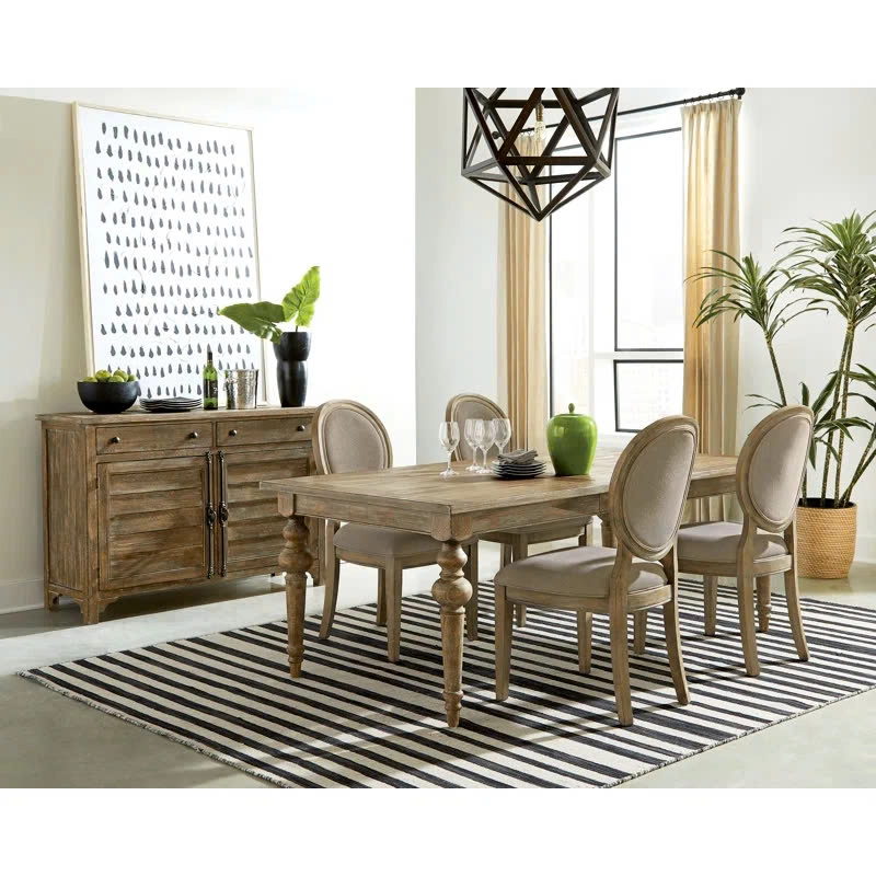 Bộ bàn ăn 4 ghế Louis bọc nệm vải 